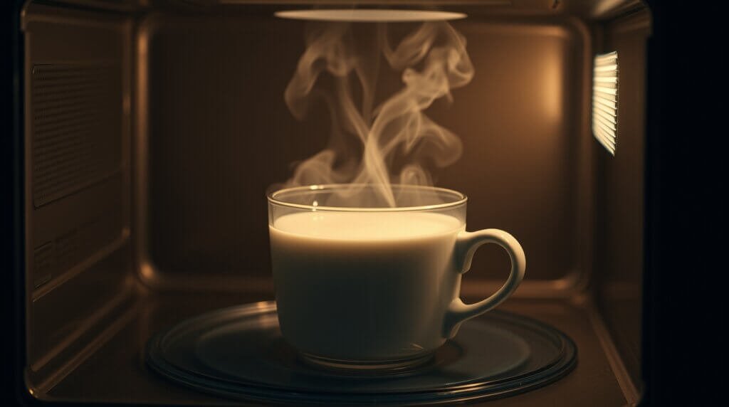 Steaming Cup of Milk in a Microwave