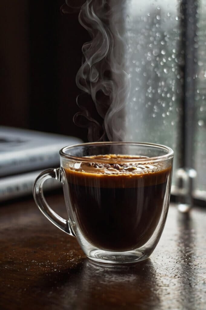 Hot Coffee in a Glass Mugs