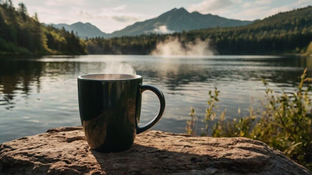 Hot Cup of Coffee in A Travel Mug