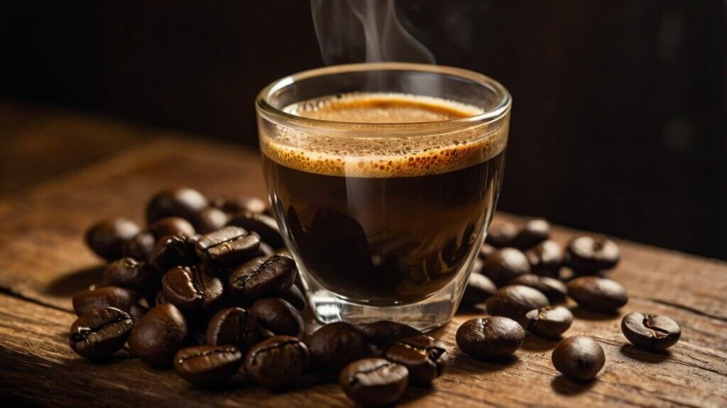 Dark Espresso Shot With Beans